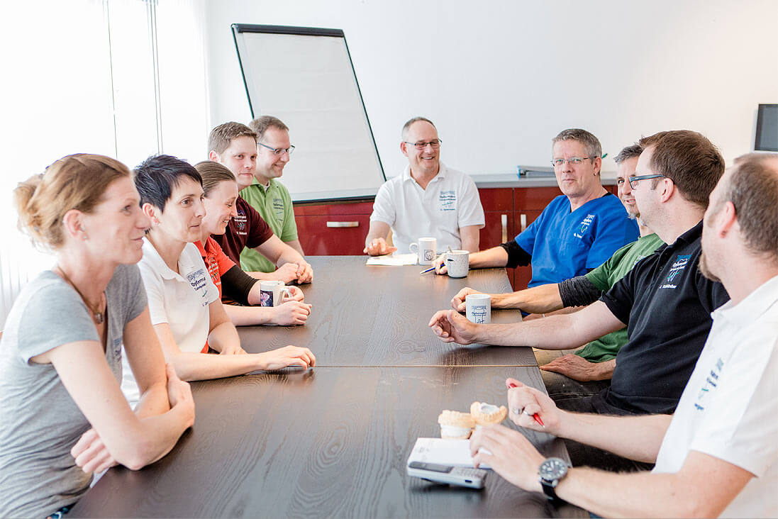 Morgendliche Besprechung des Zahnärztlichen Fachlabors Teamwerk Opfermann Zahntechnik GmbH